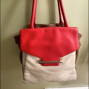 Vince Camuto red/cream/brown bag